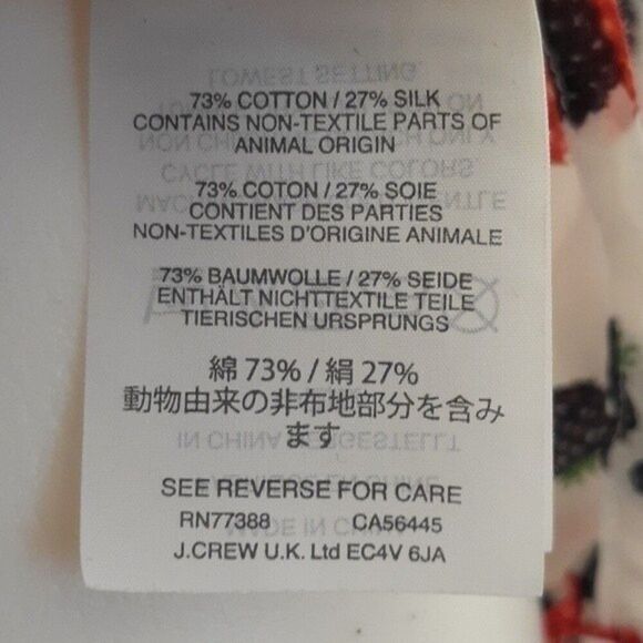 j. crew top cotton silk 0p xs shirt blouse summer fruit raspberry blackberry - Picture 6 of 8